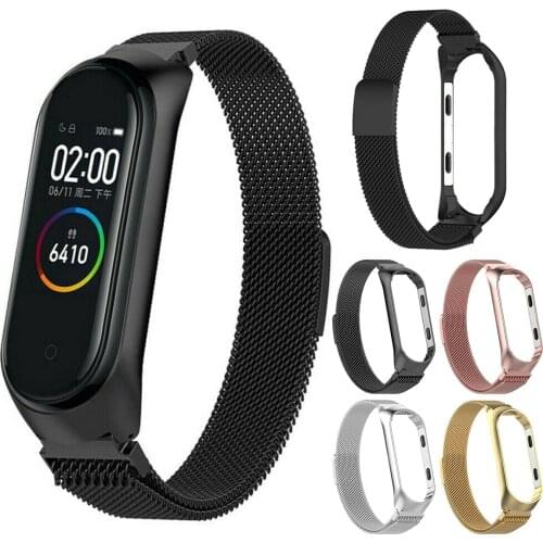 For Xiaomi Mi Band 3 4 Metal Stainless Steel Watches Band Smart Watch Bracelet Women Men Replace Wristbands