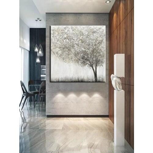 Hand-painted Oil Painting Palette Vintage Tree Art Pure Thick Canvas Wall Art Wall Pictures Unframed Artwork Showpiece For Room