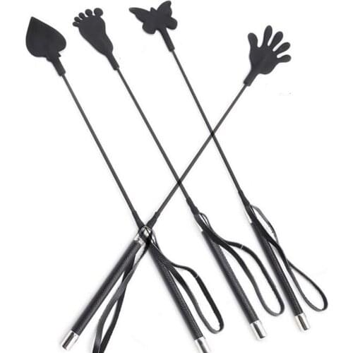 CamaTech PU Leather Horse Whips 22" BDSM Riding Crop With Sword Handle Spanking Paddle Fetish Slave Flogger Flirt Toy For Couple