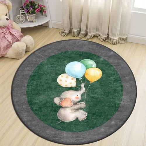Gray Round Kids Room Rug clock numbers girl heart educational carpet
