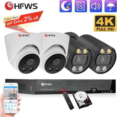 HFWVISION 4K 8MP Video Surveillance Kit Poe Camera Nvr Set 8ch Security Camera System