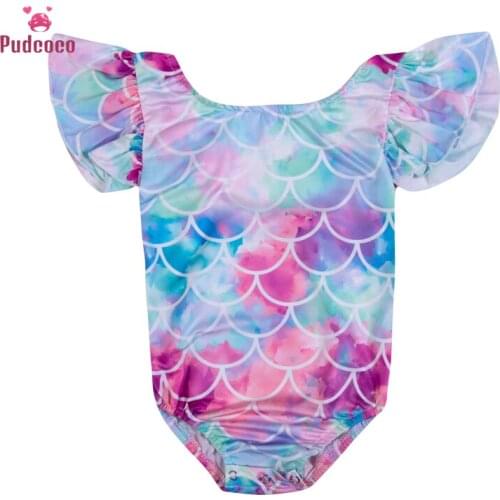 Ruffle Mermaid One Piece Swimsuit 2020 Baby Girl Bikini New Kids Swimsuit Swimwear Bathing Suit Beachwear One-piece Bikinis