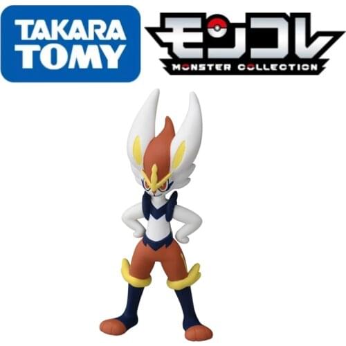 TOMY MS-35 Pokemon Figures Kawaii Cinderace Toys High-Quality Exquisite Appearance Perfectly Reproduce Anime Collection Gifts