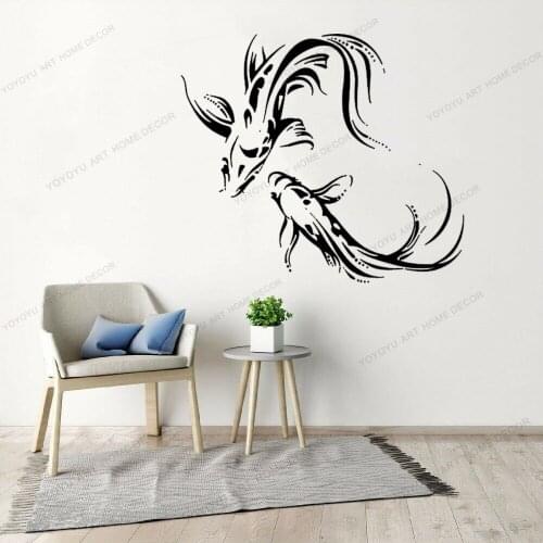Asian Japanese Fish Buddhism Koi Carp Wall Stickers Vinyl Removable Modern Home Decor Interior Mural Unique Gift CX887