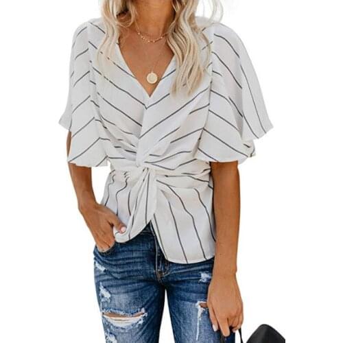 Women Unisex Blouse Women Casual Loose Three Quarter Sleeve V Neck Chiffon Floral Print Blouse Tops Shirt