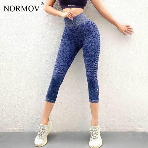 NORMOV Leggings Women Seamless High Waist Sport Elasticity Leggings Push Up Fitness Solid Color Workout Legging