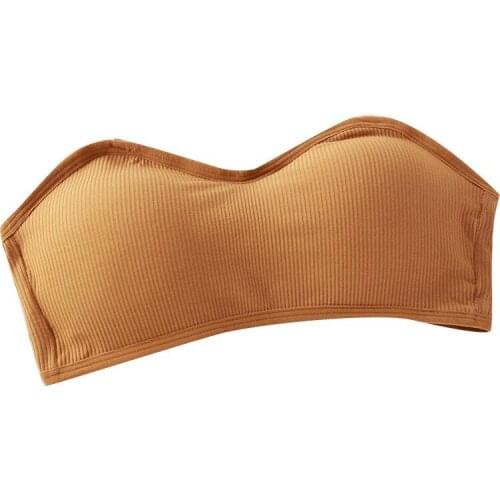 Women Solid Tube Tops Back Closure Strapless Bra Top Push Up Padded Seamless Underwear Breathable Tops Female Wrap Chest Top