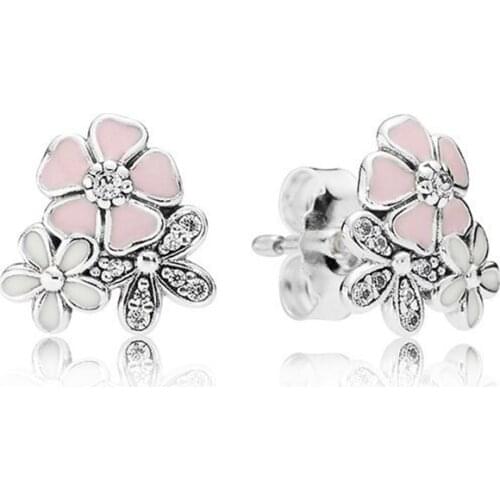 High Quality S925 Sterling Silver European And American New Daisy Cherry Pan Earrings