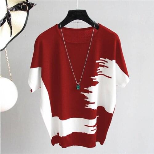 Summer Fashion Color matching O-neck sweater bottoming shirt womens Loose thin pullover woman sweaters
