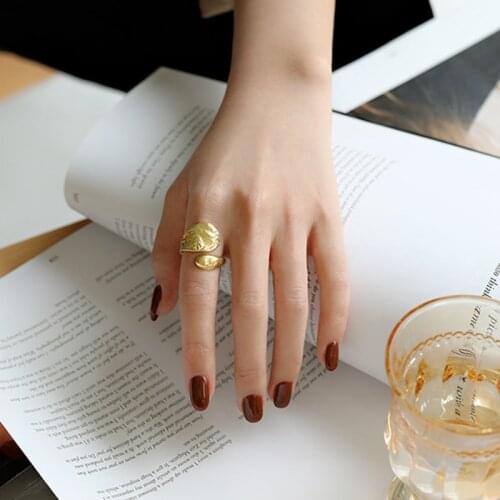YIZIZAI Ins Hot Fashion Irregular Concave Silver Gold Color Open Ring Width Finger Plated Ring For Women Adjustable Jewelry Gift