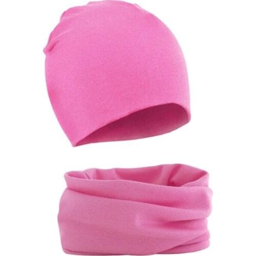 2Pcs Autumn Winter Warm Baby Hat Scarf Set Solid Color Cap For Boys Girls Cotton F3ME