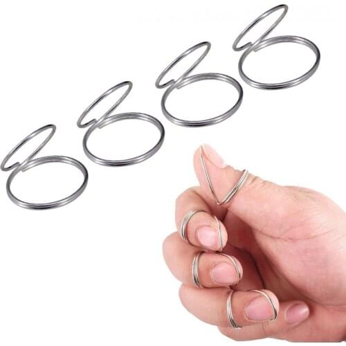 4 pcs Metal Thumb Finger Picks Guard Adjustable Plectrum Forefinger Stretchable for Ukulele Bass Banjo Guitar