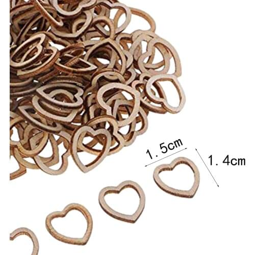 50pcs Hollow Wooden Love Heart Shape Slices Blank Name Tags Unfinished Wood Cutout Labels Art Craft Pieces for Wedding Party