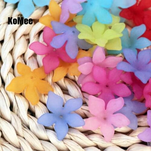 Hot Sale 200pcs/lot 28mm Multicolors Acrylic Frosted Flower Beads Caps For Jewelry Making Favor Acrylic Necklace Craft DIY Beads
