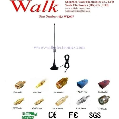 433MHz Antenna: 433MHz whip antenna, SMA male connector