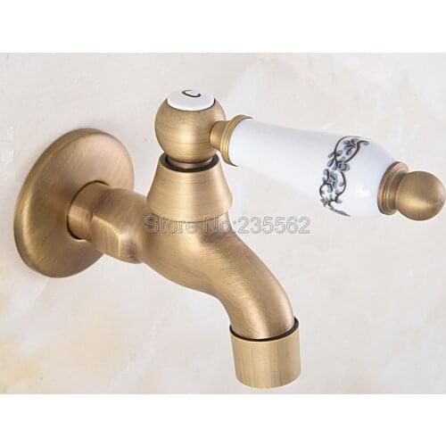 Antique Brass Ceramic Handle Mop Pool Faucet / Laundry Sink Cold Water Tap and Washing Machine Faucet /Garden Water Taps Lav319