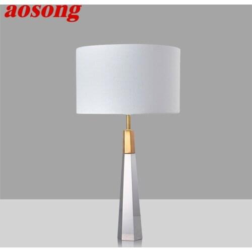AOSONG Modern Table Lamps For The Bedroom Design E27 White Crystal Desk Light Home LED Decorative For Foyer Bedside Office