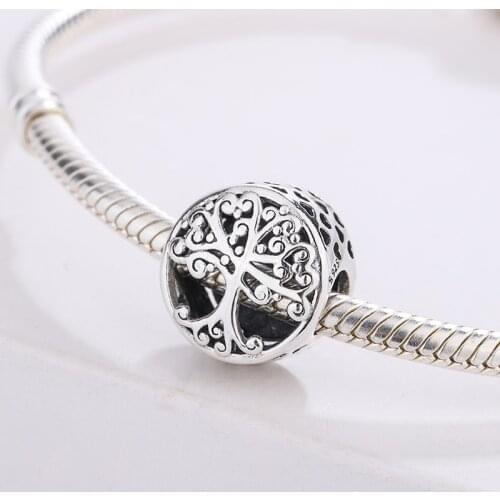 Europe Classic 925 Sterling Silver Openwork Family Tree Pendant Charm Bracelet DIY Jewelry Making For Original Pandora