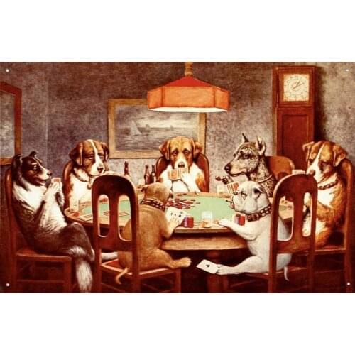 C.M. Coolidge A Friend in Need Dogs Playing Poker Retro Metal Tin Sign Plaque Poster Wall Decor Art Shabby Chic Gift