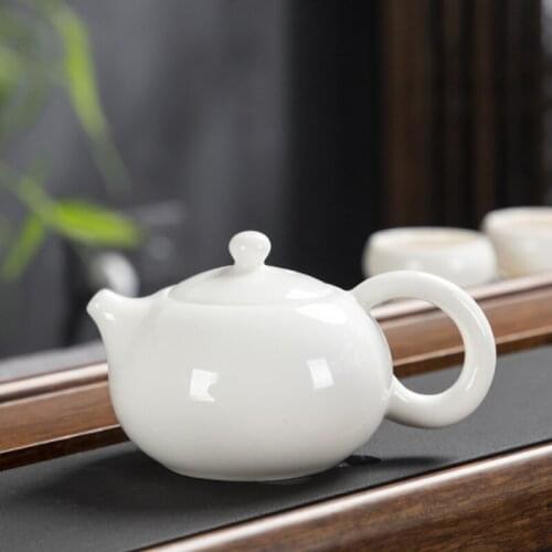 Creative Suet Jade White Porcelain Teapot Ceramic Household Tea Pot with Filter Large Capacity Simple Kung Fu Kettle Tea Set