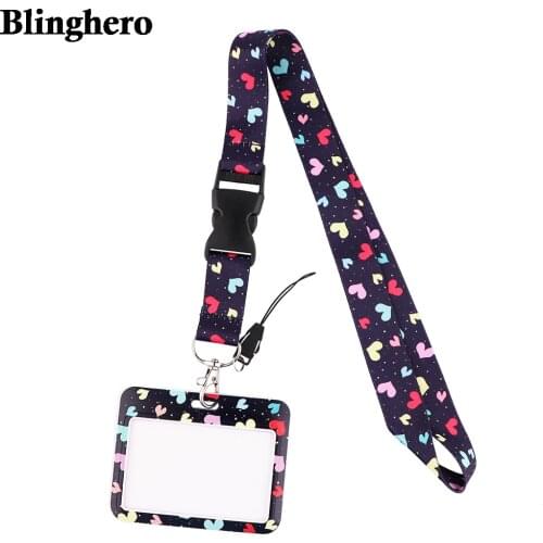 CB643 Black Love New Fashion ID Badge Case Lanyard Bank Credit Card Holder ID Badge Holder Accessories Gifts