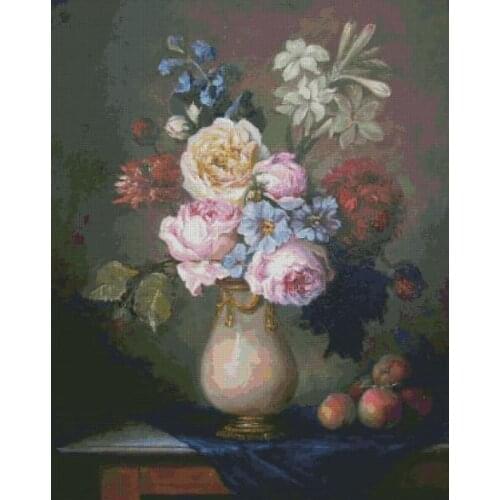 Flowers Cross Stitch Kits Oil painting vase Counted Needlework Embroidery Crafts 14ct Unprinted DIY Arts Handmade Home Decor