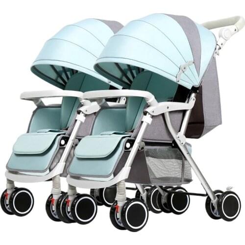 Twin high landscape strollers for winter and summer can sit and recline shockable collapsible lightweight stroller