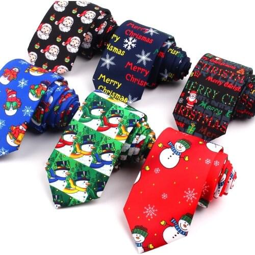 Snowman Print Neck Ties For Men Women Christmas Necktie For Boys Girls Christmas Tree Tie Santa Claus Necktie For Gifts Gravatas