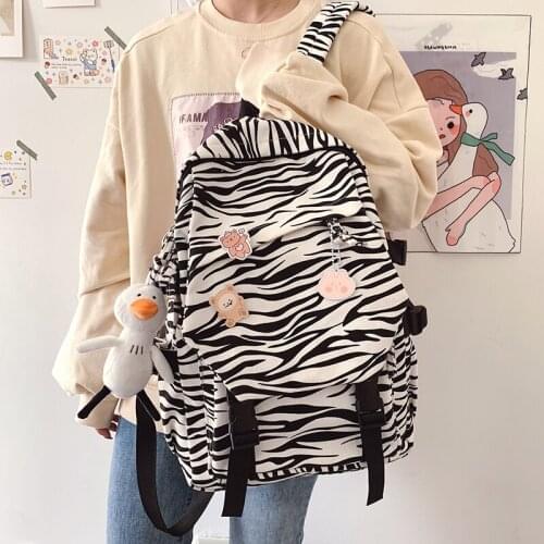 Kawaii Cow Grain College School bag Canvas Women Backpack Bagpack Cute For Teenage Girl Travel Student Mochila