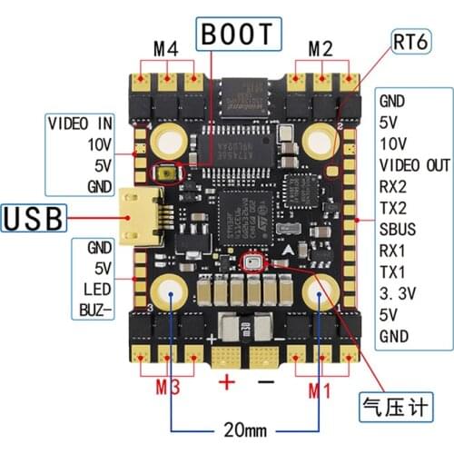 20x20mm F4120 AIO 35A 3-6S Flight Controller with Barometer OSD for FPV Racing Drone RC Quadcopter Multicopter RC Parts
