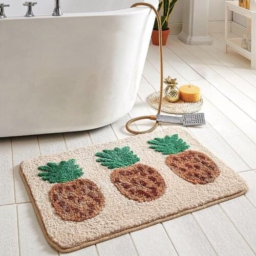 Bathroom Mat Simple Modern Simple Fresh Fruit Pineapple Square Soft Carpet Absorbent Slip-resistant Pad Kitchen Door Floor Mat