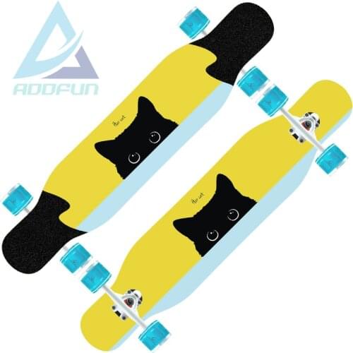 AddFun 117cm Longboard Skateboard for Adults Explosive New Products Professional Double Rocker Skateboarding PU Perfusion Wheels