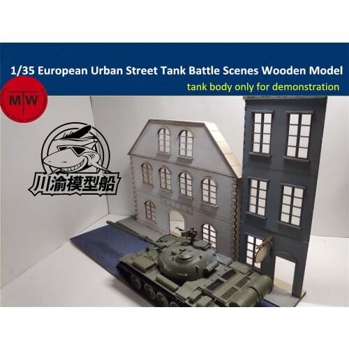 1/35 Scale European Style Urban Street Tank Scenes Diorama DIY Wooden Assembly Model Kit TMW00009