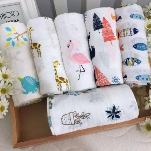 1Pc Muslin 100% Cotton Baby Swaddles Soft Newborn Blankets Baby Bath Towel Gauze Infant Wrap Sleepsack Stroller Cover