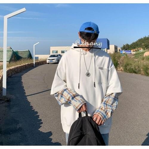2020 Korean Style Mens Fashion Casual Coats Cotton Clothes Pullover Hooded Hoodies Loose White/black/grey Sweatshirts M-3XL