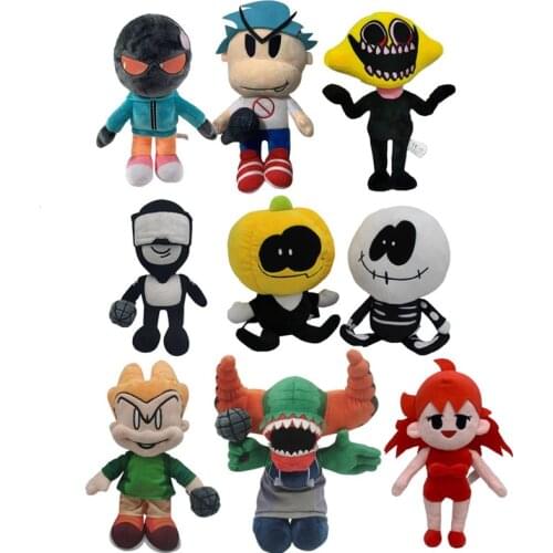 2pcs 25cm Soft Friday Night Funkin Plush Toys Spooky Month Skid Pump Boyfriend Lemon Monster Stuffed Boy Dolls Halloween Gifts