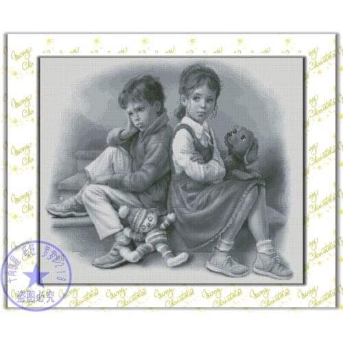 Top Quality nostalgic counted cross stitch kit friends partner childhood