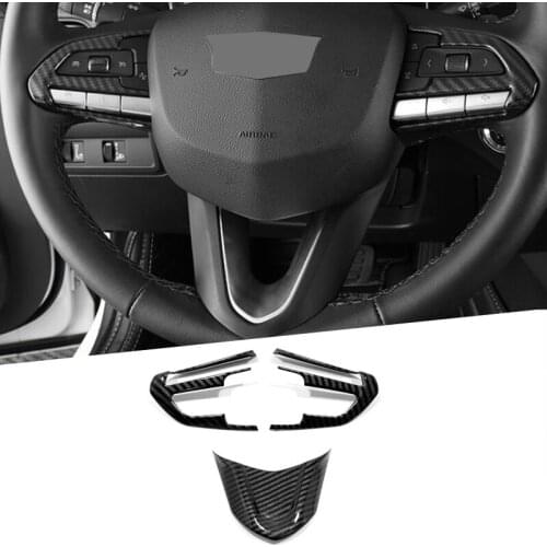 New Carbon Fiber Style Steering Wheel Cover Trim ABS Fit for Cadillac CT4 2020 2021 Gear Shift Decoration Interior Part Stickers