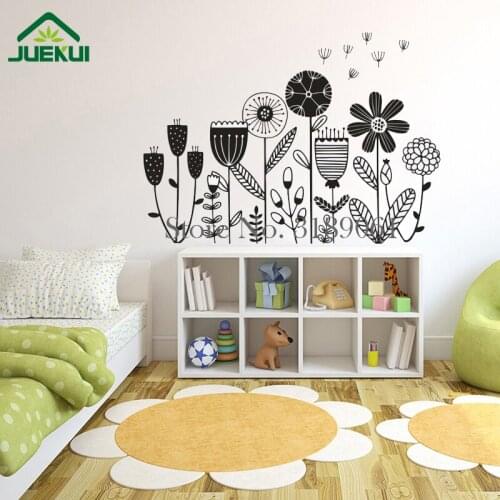 Dandelion Floral Wall Stickers Flowers Garden Vinyl Wall Decals Baby Nursery Wall Art Decor Bedroom Decoration Wallpaper JA837