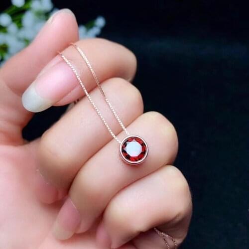 Classic red garnet gemstone round pendant for necklace for women jewelry with silver shiny wine red good cut hot selling gift