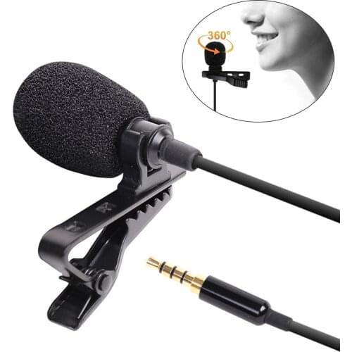 3.5mm Jack Mini Portable Clip Tie Lavalier Microphone for Laptop Mobile Phone 1.5m Live Audio Mic Bracket Vocal Lapel Microphone