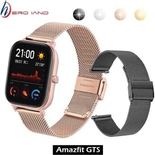 Metal Milanese Band for Xiaomi Huami AMAZFIT GTS Bip S strap 20MM 22MM wrist band for Amazfit GTR 42 47MM Stratos 3 2 2s Pace