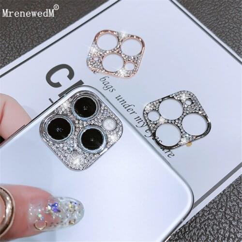MrenewedM 12 Pro Max Luxury Rhinestone Glitter Camera Lens Film Protection Case For iPhone 11 Pro Max 12Mini Shiny Diamond Cover