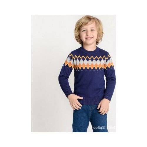Boys Sweater Plus Velvet Thickening Childrens Winter Knit Sweater Round Neck Pullover Knitted Coats Toddler Casual Sweaters