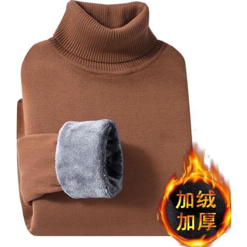 Winter mens turtleneck sweater mens Plush thickened Korean slim fit mens knitwear Pullover warm youth base