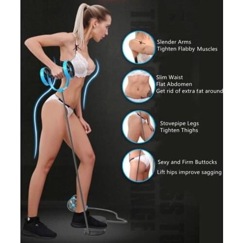Abdominal Trainer Wheel Arm Belly Back Core Exercise Multi-functional Workout Resistance Rope Waist Twister Dumbbell Ab Roller