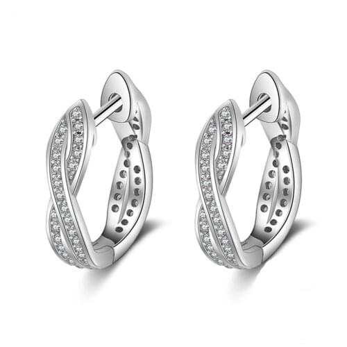 ZEMIOR Genuine 925 Sterling Silver Earrings 5A+ Cubic Zirconia Twisted Clip Earrings For Women Fine Jewelry Anniversary Gift