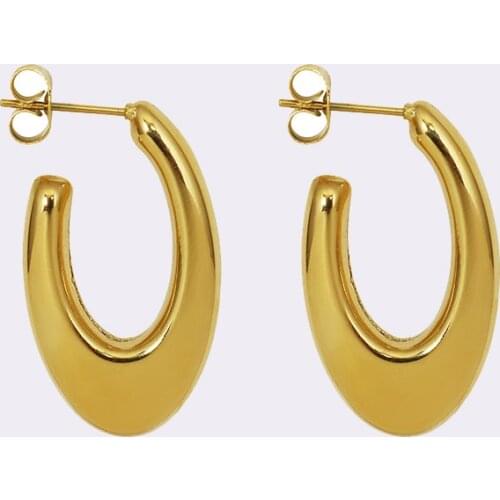 2021 Vintage Ladies 18K Gold Titanium Steel Oval U-Shaped Drop Earrings 316L Stainless Steel Stud Earring For Women Tarnish Free