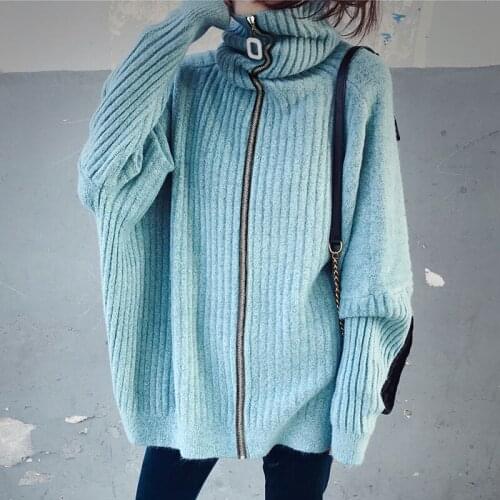 Spring/autumn women sweaters computer knitted loose sweates cardigans women high elastic clothing high-neck eourpean sweaters