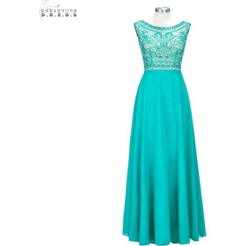 24 Hours Shipping Blue Long Lace Evening Dress Sexy Illusion V Back Crystals Sequins Evening Party Dresses Robe De Soiree